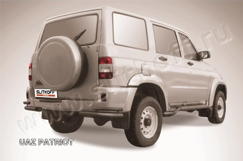 Slitkoff UP010B защита заднего бампера уголки d57+ d42 двойные черные УАЗ Патриот