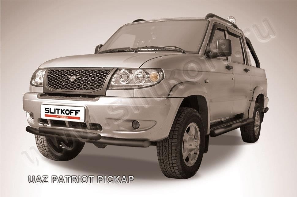 Slitkoff UPpic003B защита переднего бампера d57+ d57 двойная черная УАЗ Пикап 2014
