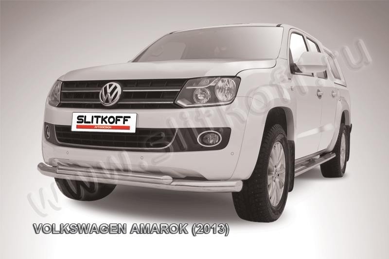 Slitkoff VWAM13-003 защита переднего бампера d76+ d57 двойная Volkswagen Amarok (2013)