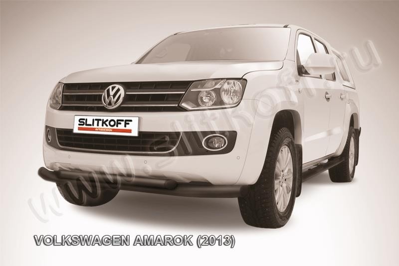 Slitkoff VWAM13-003B защита переднего бампера d76+ d57 двойная черная Volkswagen Amarok (2013)