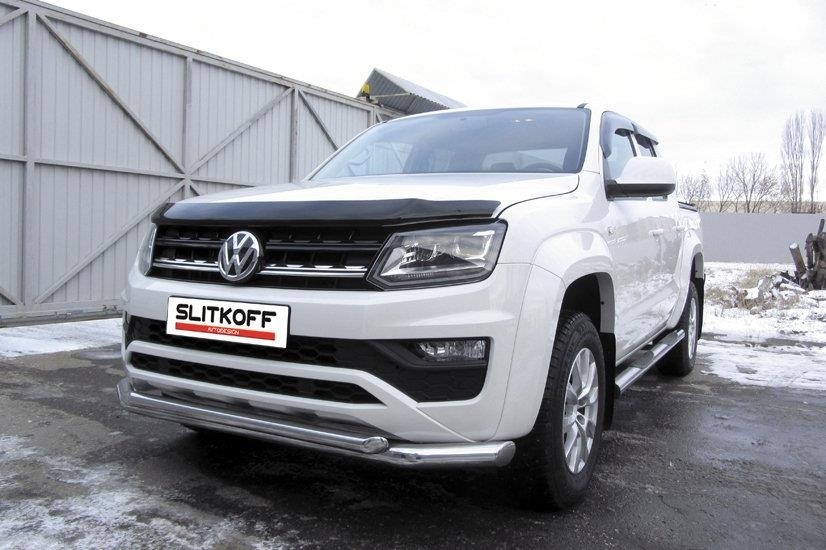 Slitkoff VWAM16-002 защита переднего бампера d76+ d57 двойная Volkswagen Amarok (2016)