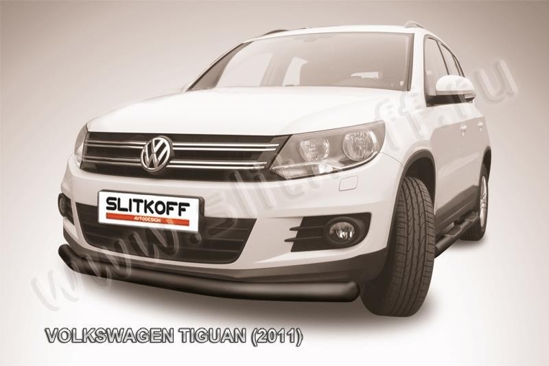 Slitkoff VWTIG-002B защита переднего бампера d76 черная Volkswagen Tiguan (2011)