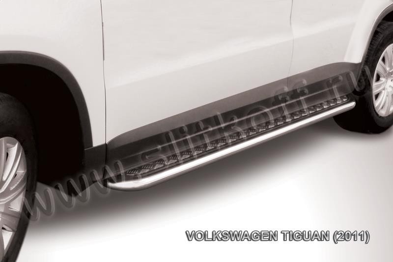 Slitkoff VWTIG-007 защита порогов d57 с листом Volkswagen Tiguan (2011)