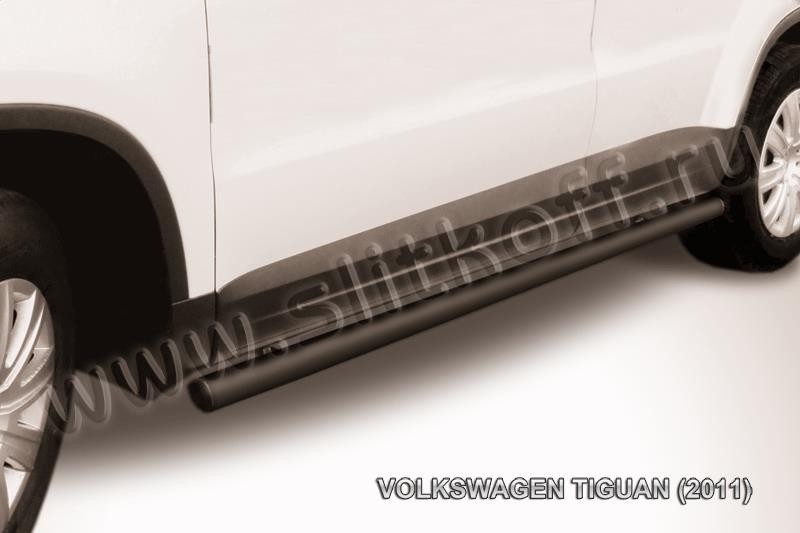 Slitkoff VWTIG-008B защита порогов d57 труба черная Volkswagen Tiguan (2011)