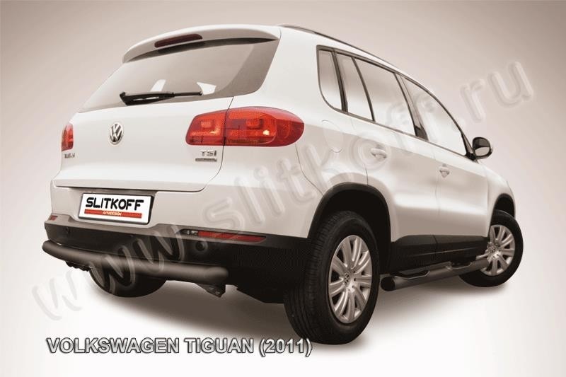 Slitkoff VWTIG-009B защита заднего бампера d76 радиусная черная Volkswagen Tiguan (2011)