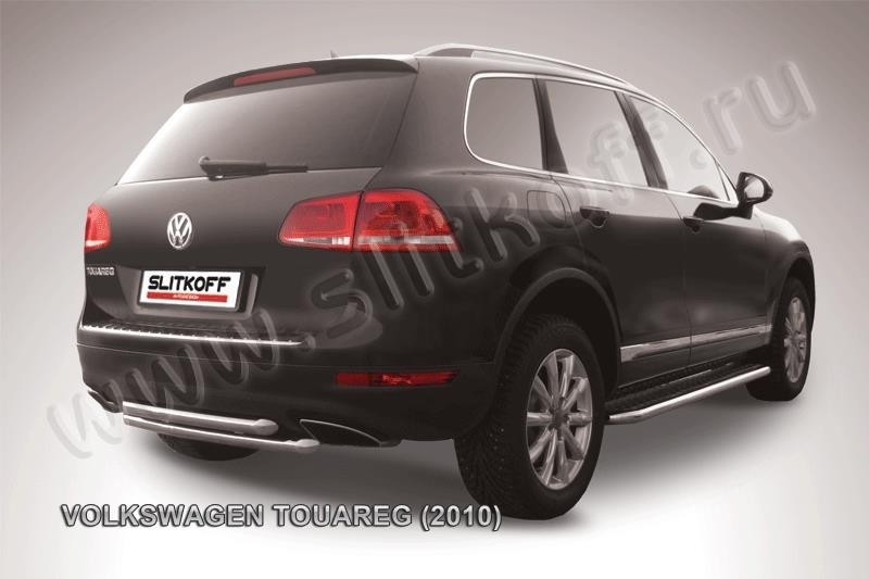 Slitkoff VWTR-010 защита заднего бампера d57+ d57 двойная Volkswagen Touareg (2010)