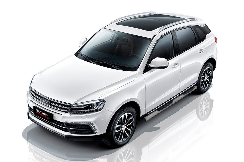 Slitkoff ZOTCOP-004S защита порогов d76 с проступями серебристая Zotye Coupa