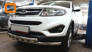 Can Otomotiv CYTI.33.0065 защита переднего бампера Chery Tiggo 5 (2014-) (Shark) d60/60