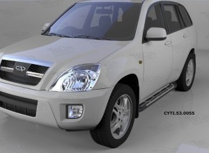 Can Otomotiv CYTI.53.0055 пороги алюминиевые (Corund Silver) Chery Tiggo (2006-)