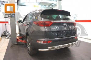 Can Otomotiv KISP.55.1433 защита заднего бампера KIA Sportage (2016-) (двойная) d60/42