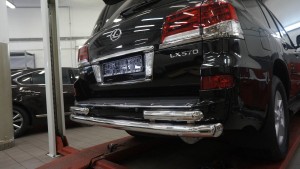 Can Otomotiv LE57.55.1576 защита заднего бампера Lexus LX570 (2014-2015 / 2015-) (двойная) d 76/60
