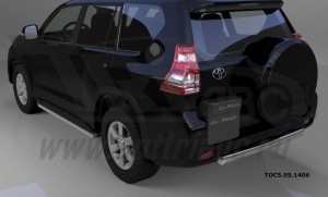 Can Otomotiv TOC5.55.1406 защита заднего бампера Toyota Land Cruiser 150 (2014-) короткая (овал) d 75x42*