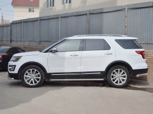Руссталь FEL-0026633 пороги труба d42 с листом (лист нерж, проф. нерж) (вариант 3) на Ford Explorer 2016-