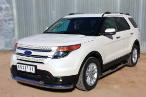 Руссталь FET-0013133 пороги труба d76 с накладками (со скругленными торцами) на Ford Explorer 2012-