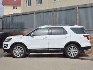 Руссталь FET-0026651 пороги труба d76 с накладкой (со скошенными торцами) на Ford Explorer 2016-