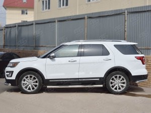 Руссталь FET-0026652 пороги труба d76 с накладкой (с заглушками на торцах) на Ford Explorer 2016-