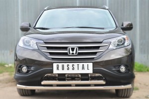 Руссталь HVZ-001765 защита переднего бампера d63 (секции) d63 (дуга) декор-паз на Honda CR-V дв. 2.4 2013-