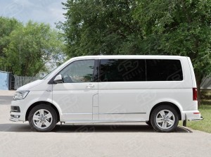 Руссталь VCTT-0023171 пороги труба d63 правый (со скошенными торцами) на Volkswagen Multivan Caravella Transporter Т6 2016 (короткая база)