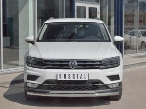 Руссталь VGZ-002716 защита переднего бампера d63 секции-d42 дуга на Volkswagen Tiguan 2017- (кроме Off Road)