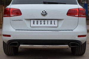 Руссталь VTZ-001075 защита заднего бампера d75х42 овал (дуга) на Volkswagen Touareg 2010-2013