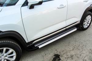 Slitkoff AL-CHANCS35P-004 пороги алюминиевые "Luxe Silver" 1700 серебристые Changan CS35 Plus (2019)