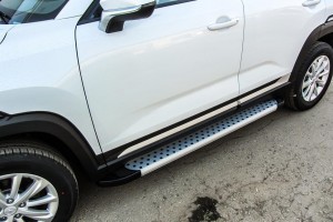 Slitkoff AL-CHANCS35P-005 пороги алюминиевые "Standart Silver" 1700 серебристые Changan CS35 Plus (2019)