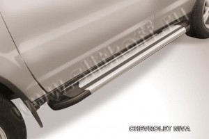 Slitkoff AL-CHNB004 пороги алюминиевые "Luxe Silver" серебристые Chevrolet Niva (Bertone)