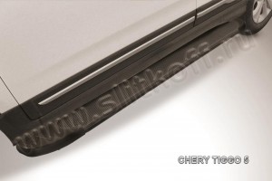 Slitkoff AL-CT5-001 пороги алюминиевые "Optima Black" Chery Tiggo 5