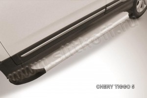 Slitkoff AL-CT5-002 пороги алюминиевые "Optima Silver" Chery Tiggo 5