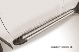 Slitkoff AL-CTFL04 пороги алюминиевые "Luxe Silver" серебристые Chery Tiggo FL (2013)