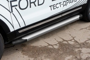 Slitkoff AL-FEX1502 пороги алюминиевые "Optima Silver" 1800 серебристые Ford Explorer (2015)
