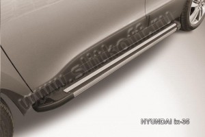 Slitkoff AL-Hix35003 пороги алюминиевые "Luxe Black" черные Hyundai ix-35