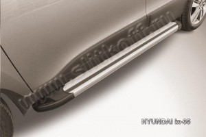Slitkoff AL-Hix35004 пороги алюминиевые "Luxe Silver" серебристые Hyundai ix-35