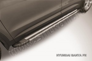 Slitkoff AL-HSFG003 пороги алюминиевые "Luxe Black" черные Hyundai Grand Santa Fe (2014)