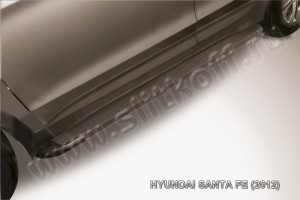 Slitkoff AL-HSFT1201 пороги алюминиевые "Optima Black" Hyundai Santa Fe (2012)