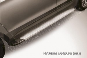 Slitkoff AL-HSFT1202 пороги алюминиевые "Optima Silver" Hyundai Santa Fe (2012)