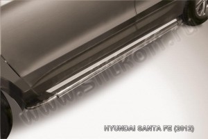 Slitkoff AL-HSFT1203 пороги алюминиевые "Luxe Black" черные Hyundai Santa Fe (2012)