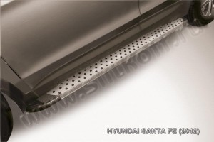 Slitkoff AL-HSFT1205 пороги алюминиевые "Standart Silver" Hyundai Santa Fe (2012)
