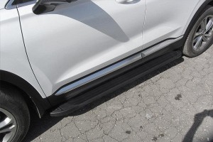 Slitkoff AL-HSFT1801 пороги алюминиевые "Optima Black" 1800 черные Hyundai Santa Fe (2018)
