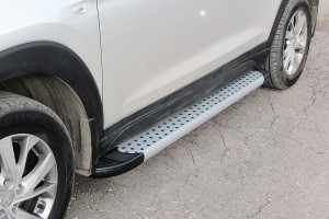 Slitkoff AL-HT18005 пороги алюминиевые "Standart Silver" 1700 серебристые Hyundai Tucson (2018)