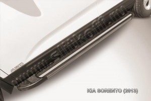 Slitkoff AL-KS1303 пороги алюминиевые "Luxe Black" черные KIA Sorento (2013)