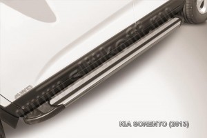 Slitkoff AL-KS1304 пороги алюминиевые "Luxe Silver" серебристые KIA Sorento (2013)
