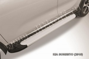 Slitkoff AL-KS1502 пороги алюминиевые "Optima Silver" KIA Sorento (2015)