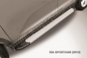 Slitkoff AL-KSP01002 пороги алюминиевые "Optima Silver" KIA Sportage (2010)
