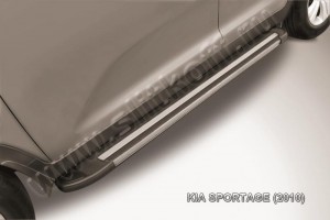 Slitkoff AL-KSP01003 пороги алюминиевые "Luxe Black" черные KIA Sportage (2010)