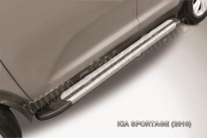 Slitkoff AL-KSP01004 пороги алюминиевые "Luxe Silver" серебристые KIA Sportage (2010)