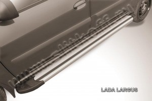 Slitkoff AL-LadLar004 пороги алюминиевые "Luxe Silver" серебристые Lada Largus