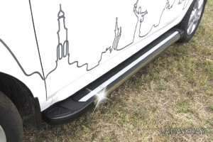 Slitkoff AL-LadXR003 пороги алюминиевые "Luxe Black" 1700 черные Lada XRay