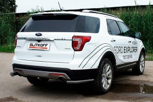 Slitkoff FEX15011B защита заднего бампера уголки d57 черные Ford Explorer (2015)