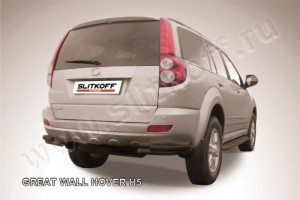 Slitkoff GWHN-H5-009B защита заднего бампера уголки d57+ d42 двойные черные Great Wall Hover H5